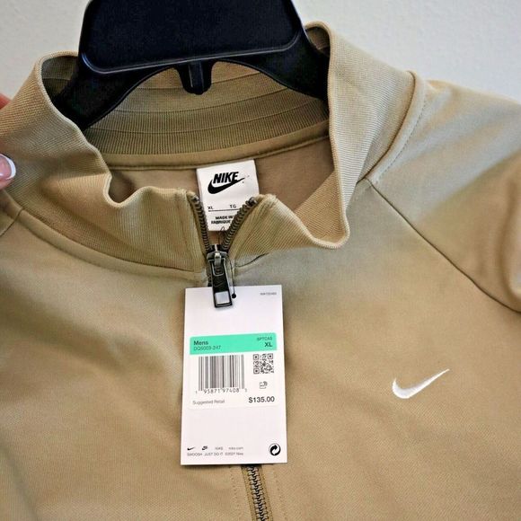 Nike DQ5003 247 Men's Sz XL Khaki Brown Solo Swoosh Full Zip Track Jacket $135 - Picture 4 of 8